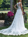 Wedding Dress Lace V Neck Sleeveless Sheath Floor Length Bridal Gown With Court Train