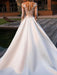Wedding Dress Princess Silhouette Jewel Neck Long Sleeves Natural Waist Lace Satin Fabric Bridal Dresses
