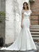 Wedding Dress Short Sleeves Illusion Neck Beaded Mermaid Bridal Gowns