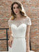 Wedding Dress Short Sleeves Illusion Neck Beaded Mermaid Bridal Gowns