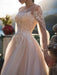 wedding dresses 2021 a line illusion neck long sleeve floor length tulle pleated bridal dress with train