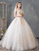 Wedding Dresses 2021 Ball Gown Off Shoulder Golden Lace Appliqued Floor Length Bridal Dress