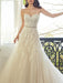 Wedding Dresses 2021 Tulle A Line Sweetheat Neck Sleeveless Floor Length Lace Appliqued Bridal Gowns With Train