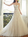Wedding Dresses 2021 Tulle A Line Sweetheat Neck Sleeveless Floor Length Lace Appliqued Bridal Gowns With Train