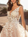 wedding dresses 2021 tulle deep v neck a line sleeveless multilayer tulle lace applique classic bridal gowns with train