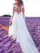 Wedding Dresses 2021 V Neck Long Sleeves Floor Length Lace Appliqued Buttons Chiffon Bridal Gowns