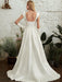 Wedding Dresses A-line Court Train Spaghetti Straps Sleeveless Pleated Sweetheart Neck Satin Fabric Ivory Bridal Gowns
