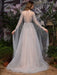 Wedding Dresses A Line Sweep Short Sleeves Beaded Jewel Neck Tulle Bridal Dresses