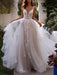 Wedding Dresses A Line V Neck Sleeveless Lace Appliqued Bridal Gowns With Train