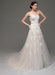 Wedding Dresses Champagne Tulle Strapless Sweatheart Lace Sash Bridal Gown
