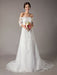 Wedding Dresses Ivory Lace Off Shoulder Half Sleeve Sequin Applique Bridal Dress With Train