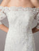 Wedding Dresses Ivory Lace Off Shoulder Half Sleeve Sequin Applique Bridal Dress With Train