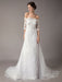 Wedding Dresses Ivory Lace Off Shoulder Half Sleeve Sequin Applique Bridal Dress With Train