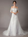 Wedding Dresses Ivory Lace Off Shoulder Half Sleeve Sequin Applique Bridal Dress With Train