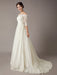 Wedding Dresses Ivory Off The Shoulder Half Sleeve Lace Beaded Bow Sash Tulle Bridal Gowns With Train