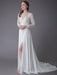 Wedding Dresses Long Sleeve Lace Chiffon Sexy High Split Illusion Summer Bridal Gowns