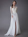 Wedding Dresses Long Sleeve Lace Chiffon Sexy High Split Illusion Summer Bridal Gowns