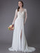 Wedding Dresses Long Sleeve Lace Chiffon Sexy High Split Illusion Summer Bridal Gowns