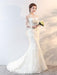 Wedding Dresses Long Sleeve Mermaid Flowers Applique Bows Ivory Bridal Dress With Train