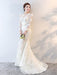 Wedding Dresses Long Sleeve Mermaid Flowers Applique Bows Ivory Bridal Dress With Train