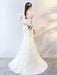 Wedding Dresses Long Sleeve Mermaid Flowers Applique Bows Ivory Bridal Dress With Train