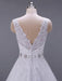 Wedding Dresses V Neck Sleeveless A Line Lace Embellishment Beaded Sash Bridal Dresses With Train