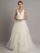 White A-line Wedding Dresses With Train Sleeveless Backless Natural Waist Tiered V-Neck Long Bridal Dresses