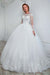 White Aline Wedding Gown Long Sleeves Tulle Bridal Dress with Lace Appliques - 婚纱