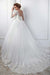 White Aline Wedding Gown Long Sleeves Tulle Bridal Dress with Lace Appliques - 婚纱