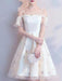 With Cocktail Dress Elegant A-Line Strapless Sleeveless Bows Lace Champagne Short Evening Dress