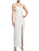 White Evening Dress Sheath Strapless Ankle-Length Sleeveless Zipper Backless Pleated Split Chiffon Formal Dinner Dresses