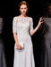 White Evening Dresses Lace Half Sleeve Sequin Long Formal Occasion Dress