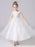 White Flower Girl Dresses Jewel Neck Sleeveless Bows Kids Party Dresses Princess Dress