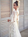 White Lace Wedding Dress V Neck A-Line Wedding Dress Short Sleeves Backless Bridal Dresses