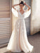 White Lace Wedding Dress V Neck A-Line Wedding Dress Short Sleeves Backless Bridal Dresses