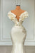 White Long Pearl Ruffle Evening Dresses Designer Floor Length Prom Dress - Prom Dresses