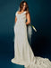 White Mermaid Wedding Dresses With Chapel Train Stretch Crepe Sleeveless Off-Shoulder Buttons Natural Waist Backless Bridal Gowns