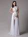 White Prom Dresses 2021 Long Ivory Halter Backless Evening Dress Lace Applique Beading Chiffon Split Party Dress