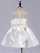 White Flower Girl Dress Tutu Toddlers Knee Length Satin Pageant Dinner Dress