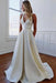 Charming V-neck Bow Back A-Line Wedding Dress - Wedding Dresses