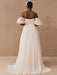 White Simple Wedding Dress A-Line Off The Shoulder Chiffon Strapless Long Bridal Dresses