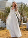 White Simple Wedding Dress A-Line V-Neck Long Sleeves Natural Waist Chiffon Long Bridal Dresses