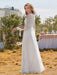 White Simple Wedding Dress A-Line V-Neck Long Sleeves Natural Waist Chiffon Long Bridal Dresses