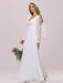 White Simple Wedding Dress A-Line V-Neck Long Sleeves Natural Waist Chiffon Long Bridal Dresses