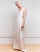 White Simple Wedding Dress A-Line V-Neck Sleeveless Backless Buttons Satin Fabric Lace Long Bridal Dresses