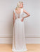 White Simple Wedding Dress A-Line V-Neck Sleeveless Backless Buttons Satin Fabric Lace Long Bridal Dresses