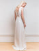 White Simple Wedding Dress A-Line V-Neck Sleeveless Backless Buttons Satin Fabric Lace Long Bridal Dresses