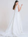 White Simple Wedding Dress A-Line With Train V-Neck Sleeveless Pockets Satin Fabric Bridal Gowns