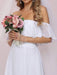White Simple Wedding Dress Chiffon Bateau Neck Sleeveless Split Front A-Line Long Bridal Gowns