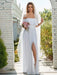 White Simple Wedding Dress Chiffon Bateau Neck Sleeveless Split Front A-Line Long Bridal Gowns